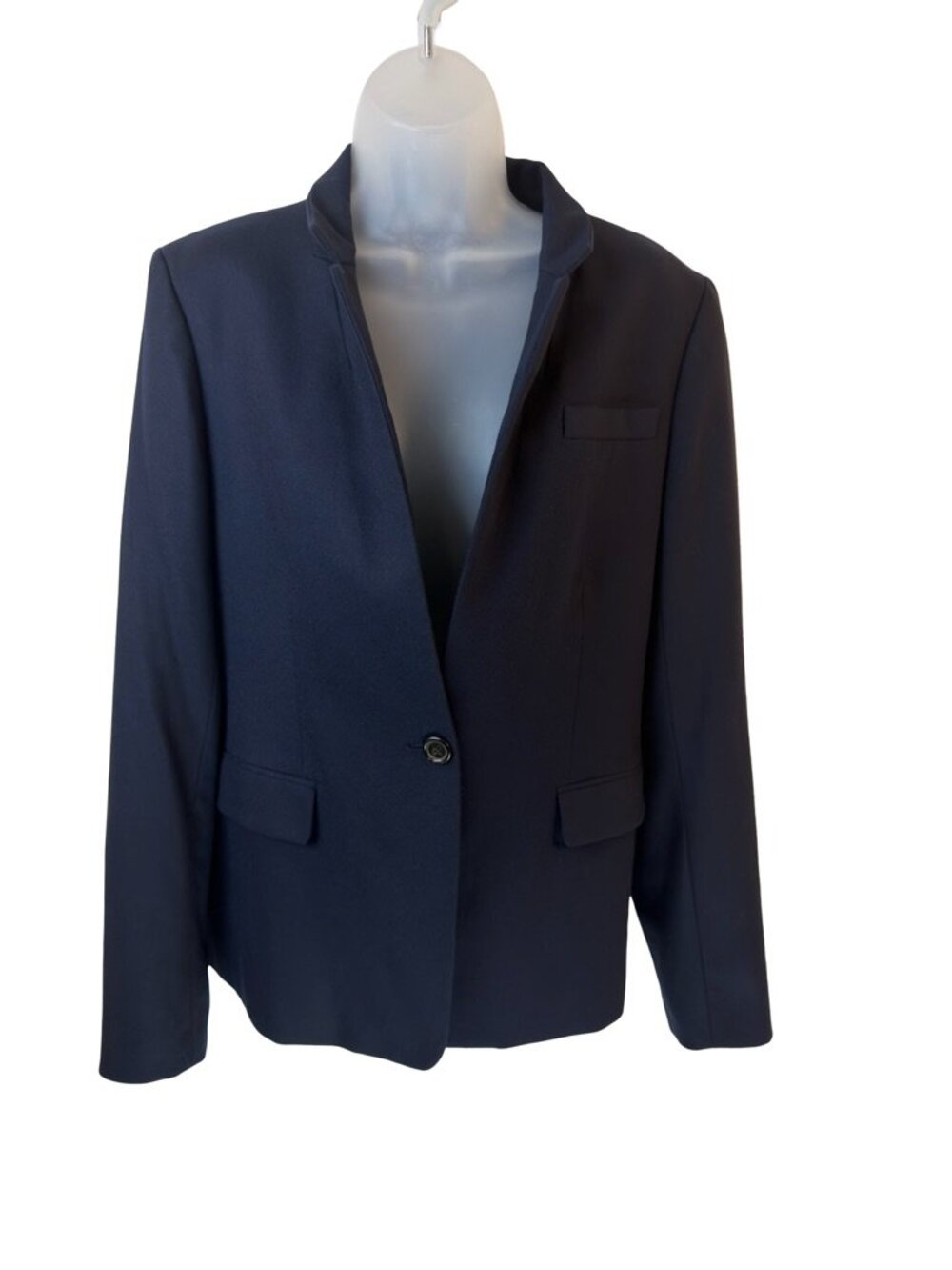 J.Crew Navy Blue Wool Blend Single Button Blazer Size 14 - Picture 2 of 14